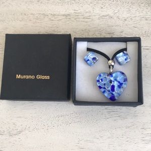 Murano glass necklace and earring set - Italy